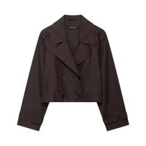 Casaco Trench Clássico Feminino Curto Com Lapela E Botões Duplos, Moda Casual De Outono