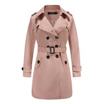 Casaco Trench Coat NANJUN, casaco feminino de lapela trespassado, rosa