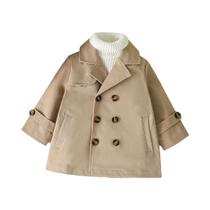 Casaco Trench De Manga Longa Para Meninos Com Dupla Abotoadura, Jaqueta De Outono E Inverno Para 1-3