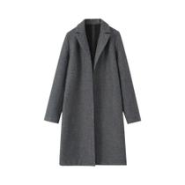 Casaco Trench Longo Feminino Elegante Com Decote Em V, Estilo Vintage, Manga Comprida, Cor Sólida,