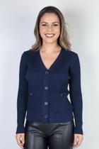 Casaco tricot botões e bolsos 80994