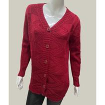 Casaco Tricot Cardigan Botões Fashion Elegante Inverno Frio Tricô Casaco Tricot Cardigan Botões Fashion Elegante Inverno Frio Tricô