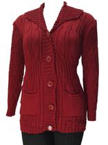 Casaco Tricot Feminino Gola Links Bolso - Katlen Tricot