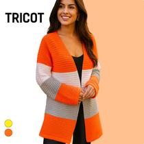 Casaco Tricot Listrado Tricolor