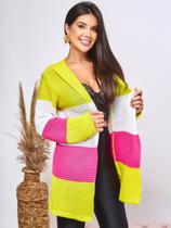 Casaco Tricot Listrado Tricolor