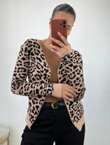 Casaco Tricot Modal Animal Print Milu