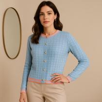 Casaco Tricot Modal Manga Longa Botões Casaco Tricot Modal Manga Longa Botões