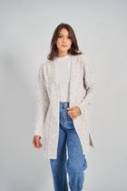 Casaco tricot mousse fenda lateral, Mimo Malhas 1186