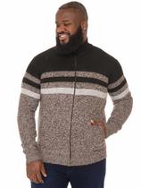 Casaco Tricot Plus Size Masculino Anistia com Ziper Anistia Marrom Casaco Tricot Plus Size Masculino Anistia com Ziper Anistia Marrom