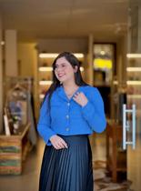 Casaco tweed azul claro secia