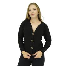 Casaco Unika Tricot Fechamento Botoes - Curto Botao Casaco Unika Tricot Fechamento Botoes - Curto Botao
