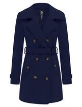 Casaco Wantdo Warm Winter feminino, de comprimento médio, casaco, lã, azul marinho, GG