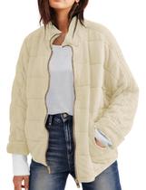 Casaco Wefebi Dolman acolchoado, leve, feminino, bege, tamanho GG