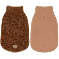 Casacos para cães cyeollo Fleece de gola alta reversível para marrom de inverno