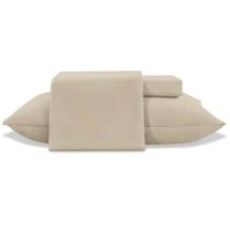 Casal 4 pças jolitex liso poliester toque de seda 1,38x1,88x30cm 300fios hq625