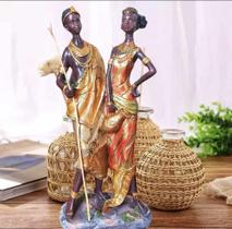Casal Africano Boneca Negra Decorativo - Africana