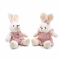 Casal Coelhos de Pelúcia Grande 38cm Decoração e Páscoa