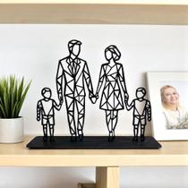 Casal com Dois Filhos Escultura MDF Preto Moderna Casal com Dois Filhos Escultura MDF Preto Moderna