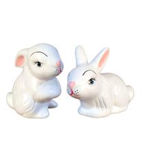 Casal De Coelho De Ceramica Enfeite De Jardim