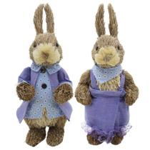 Casal De Coelhos De Páscoa Decoração Enfeite Coelhinhos - 33cm