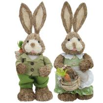 Casal De Coelhos De Páscoa Decoração Enfeite Coelhinhos - 45cm - Gici Decor