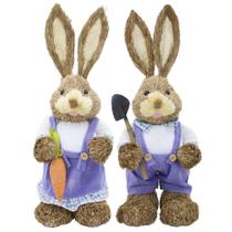 Casal De Coelhos De Páscoa Decoração Enfeite Coelhinhos - 46cm
