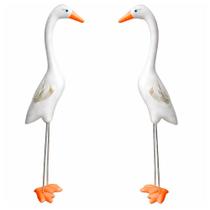 Casal de Garças Brancas Grandes em Cerâmica Decorativa Casa e Jardim Casal de Garças Brancas Grandes em Cerâmica Decorativa Casa e Jardim