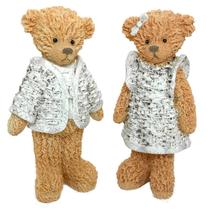 Casal De Ursinho Resina Em Pé Decorativo 19Cm Altura