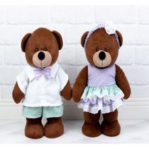 CASAL DE URSO CHÁ REVELAÇÃO 30cm - PELUCIA MARROM PARA DECORAÇÃO