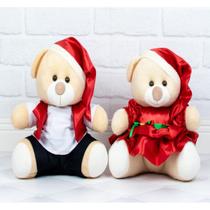 CASAL DE URSOS NATAL 12cm - COLETE E VESTIDO PETTI PADRAO