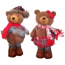 Casal de Ursos Natalinos em Pé Com Cachecol Natal 55x36cm.