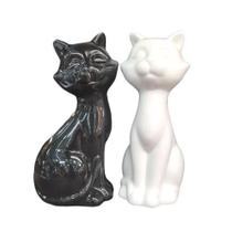 Casal escultura gato ceramica a 6x7x13cm