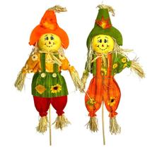 Casal Espantalhos Palha Decoração Enfeite Festa Junina 64Cm Casal Espantalhos Palha Decoração Enfeite Festa Junina 64Cm