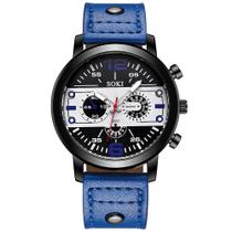 Casal Moda Banda de Couro Analógico Quartzo Redondo Busin