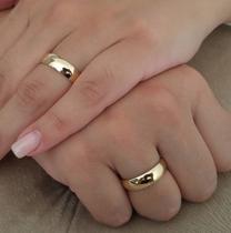 Casamento Alianças 4 mm Ouro 18 Kilates Maciça Casal Par Resistente Boleada 5 gramas