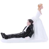 Casamento de noiva e noivo em resina sintética Cake Topper