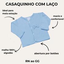 Casaquinho Bebê com Laço Confortável em Malha de Algodão Macia e Flexível Azul Casaquinho Bebê com Laço Confortável em Malha de Algodão Macia e Flexível Azul
