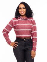 Casaquinho Cropped manga Longa Listrado Casaquinho Cropped manga Longa Listrado
