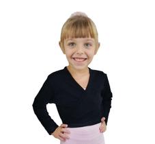 Casaquinho infantil transpassado preto só dança Casaquinho infantil transpassado preto só dança