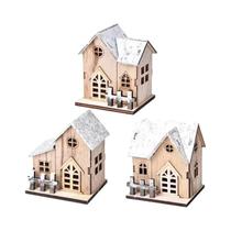 Casas Iluminadas De Vila Natalina Com Figuras Para Decoração De Férias