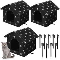 Casas para Gatos Soaoo para Gatos Callejeros de Exterior, Impermeables, Paquete de 3