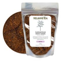 Casca de raiz de sassafrás moída Nelson's Tea 28 g sem cafeína Casca de raiz de sassafrás moída Nelson's Tea 28 g sem cafeína