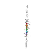 Cascador De Vento Cinético Com Espiral De Arco-íris, Bola De Cristal Com Contas De Chakra, Decoração