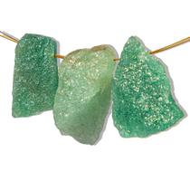 Cascalho de Quartzo Verde Bruto com Furo Horizontal para Artesanato - 3 Unidades de 20 a 30mm