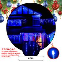 Cascata 100 Leds Fixa 3 Metros Azul M/F Iluminação Natal Decoração natalina iluminação festa Merry Christmas Apartamento temporada