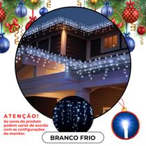 Cascata 100 Leds Fixa 3 Metros Branco Frio M/F Iluminação Natal Decoração natalina iluminação festa Presépio Comércio papai noel casamento acessório