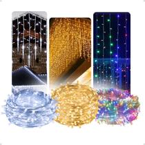 Cascata 200 Led 5 Metros 8 Funções Luz Natal 127V e 220V Cascata 200 Led 5 Metros 8 Funções Luz Natal 127V e 220V