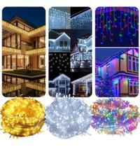 Cascata 200 Led 5 Metros Luz Natal 8 Funçõ Colorido 220V Cascata 200 Led 5 Metros Luz Natal 8 Funçõ Colorido 220V