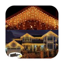 Cascata 350 Led 10 Funções Prova D'água Branco Quente 31v Bivolt Fio Verde 10m Uso Externo Natal Cascata 350 Led 10 Funções Prova D'água Branco Quente 31v Bivolt Fio Verde 10m Uso Externo Natal