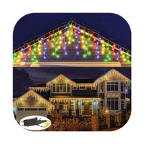 Cascata 350 Led 10 Funções Prova D'água Colorido 31v Bivolt Fio Branco 10m Uso Externo Natal